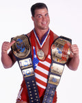 *Signed* Kurt Angle Two Titles 8x10 Promo (JSA)